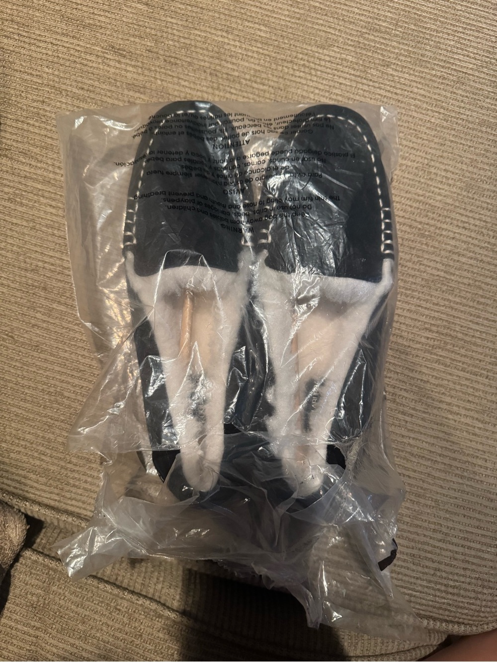 Koolaburra Black Suede Moccasin Slippers with White Shearling - Picture 3 of 7